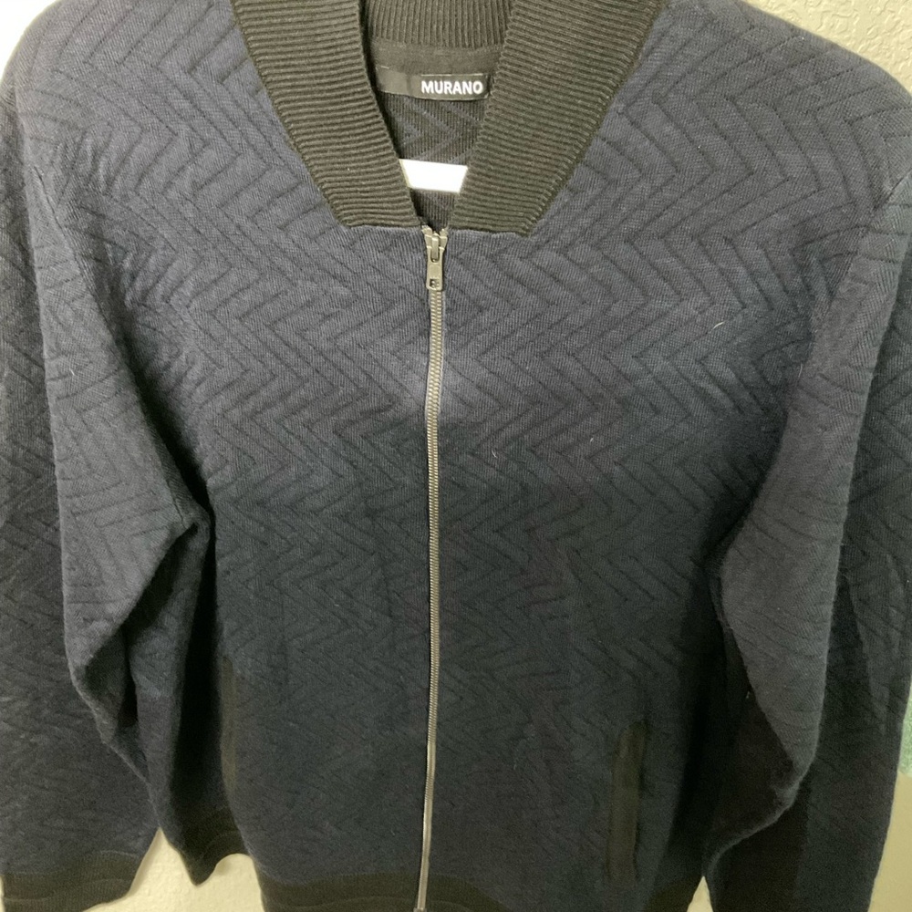 Murano Men's Dark Blue Zip-Up Sweater